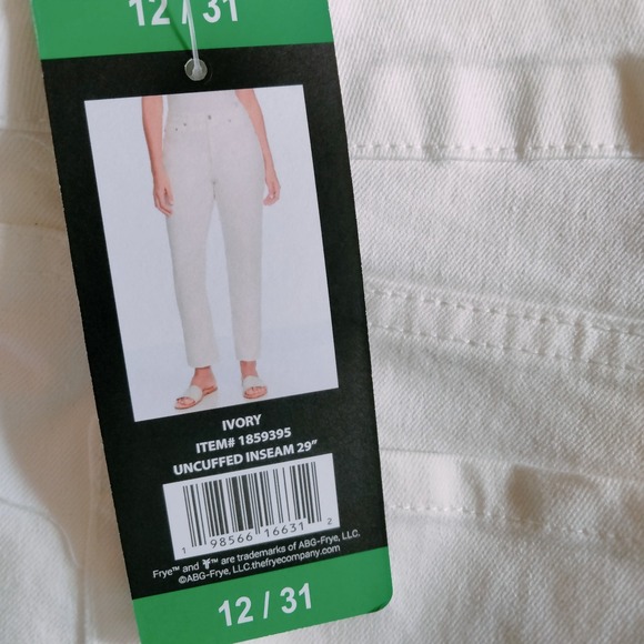 Frye High-Rise‎ Crop Jeans Cream Denim Womens Size 12/31 - Picture 7 of 7